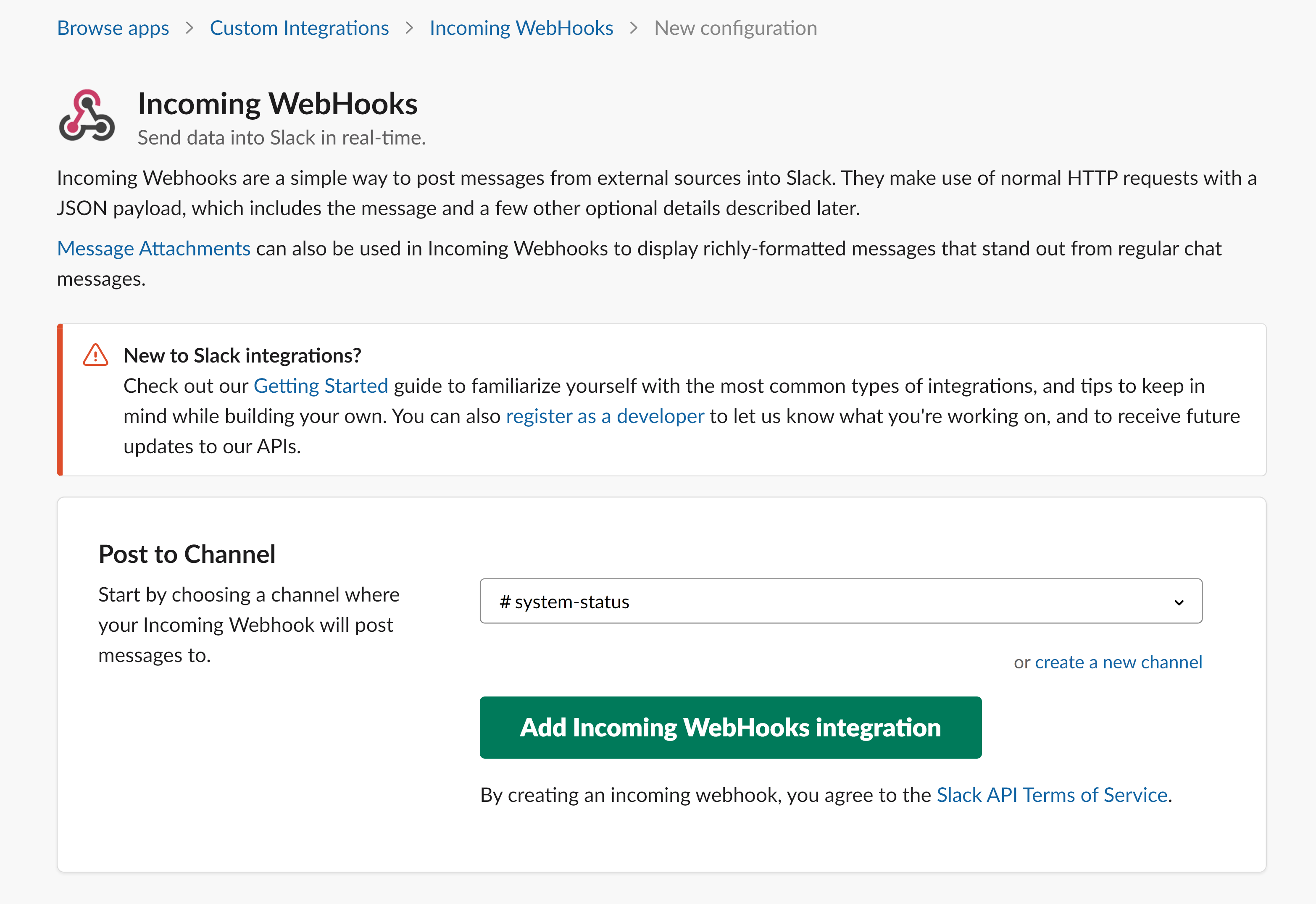 Configure Incoming WebHooks